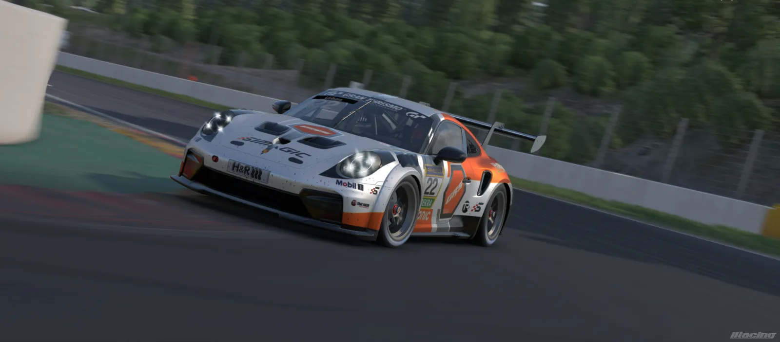 Project GRS Porsche 911 GT3 Cup racing in the new white and orange livery